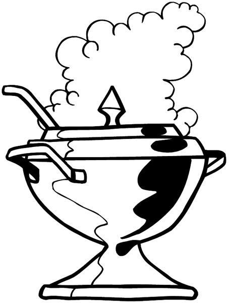Steaming soup pot vinyl sticker. Customize on line.  Food Meals Drinks 040-0483